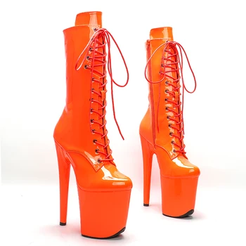 Leecabe 20CM/8Inch Patentu Augšējā Sieviešu Platformas Sandales puse Augstiem Papēžiem Kurpes Pole Dance boot
